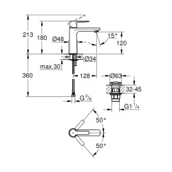 Grohe Lineare Tek Kumandalı Lavabo Bataryası S-Boyut - 23106Dc1 - 2