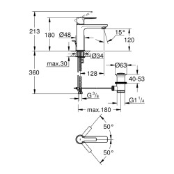 Grohe Lineare Tek Kumandalı Lavabo Bataryası S-Boyut - 32114001 - 2