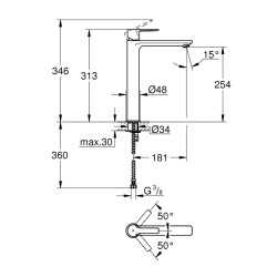 Grohe Lineare Tek Kumandalı Lavabo Bataryası Xl-Boyut - 23405001 - 2