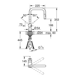 Grohe Minta Tek Kumandalı Eviye Bataryası - 32322002 - 2