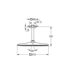 Grohe Rainshower Mono 310 Cube Tepe Duşu Seti 142 Mm, Tek Akışlı - 26566Dl0 - 2