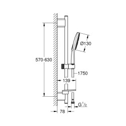 Grohe Rainshower Smartactive 130 Sürgülü Duş Seti 3 Akışlı - 26575000 - 2