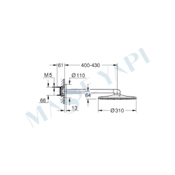 Grohe Rainshower Smartactive 310 Tepe Duşu Seti 430 Mm, 2 Akışlı (22123Kf0) - 6