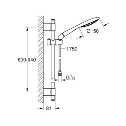 Grohe Rainshower Solo 150 Sürgülü Duş Seti 2 Akışlı - 27273001 - 2