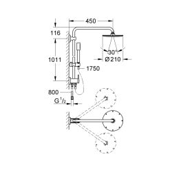 Grohe Rainshower System 210 Duvara Monte Yön Değiştiricili Duş Sistemi - 27058000 - 2