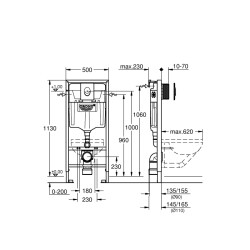 Grohe Rapid Sl 3'Ü 1 Arada Wc Gömme Rezervuar Seti, 1.13 M Montaj Yüksekliği - 38721001 - 2