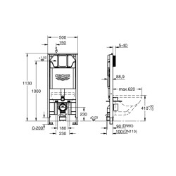 Grohe Rapid Sl İnce Gömme Rezervuar 88.9 Mm, 1.13 M Montaj Derinliği İle - 39687000 - 2