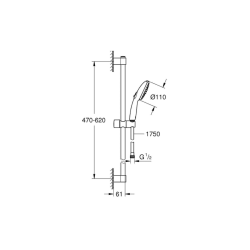 Grohe Tempesta 110 Shower Rail Set 2 Sprays (Rain, Jet) (261622433) - 4