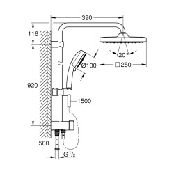 Grohe Tempesta Cosmopolitan System 250 Cube Duvar Bağlantılı, Divertörlü Duş Sistemi - 26694000 - 4