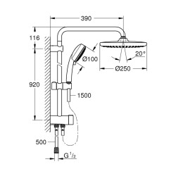 Grohe Tempesta Cosmopolitan System 250 Duvar Bağlantılı, Divertörlü Duş Sistemi - 26675000 - 2