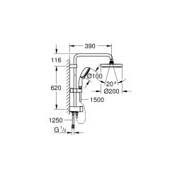 Grohe Tempesta Rustic Sistem 200 Duvar Bağlantılı, Divertörlü Duş Sistemi - 27399002 - 1