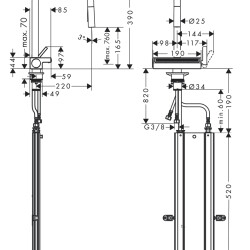 HansGrohe Aquno Select M81 Tek Kollu Eviye Bataryası 170, Çekilebilir El Duşu, 3Jet, Sbox - 73831000 - 2