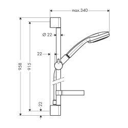 HansGrohe Croma 100 Duş Seti Vario, 90 Cm Duş Barı Ve Sabunluk İle - 27771000 - 2