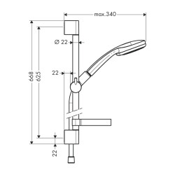 HansGrohe Croma 100 Duş Seti Vario, Ecosmart, 9 Lt/Dk, 65 Cm Duş Barı Ve Sabunluk İle - 27776000 - 2