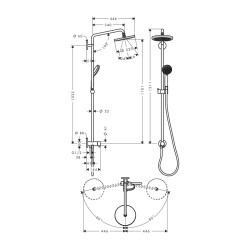 HansGrohe Croma Duş Kolonu 220 1 Jet, Reno - 27224000 - 2