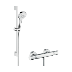 HansGrohe Croma Select E Aplike Duş Sistemi Vario, Ecostat Comfort Termostat Ve 65 Cm Duş Barı İle - 27081400 - 1