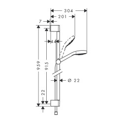 HansGrohe Croma Select E Duş Seti Multi, 90 Cm Duş Barı İle - 26590400 - 2