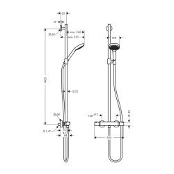 HansGrohe Croma Select E Semipipe Multi, Termostat İle - 27248400 - 2