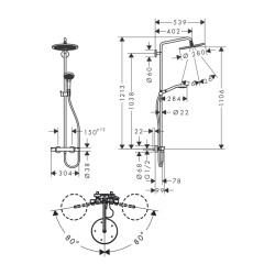 HansGrohe Croma Select S Duş Kolonu 280 1Jet Termostat Ve Raindance Select S 120 3Jet El Duşu İle - 26890140 - 2