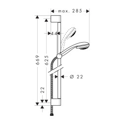 HansGrohe Crometta 85 Duş Seti Multi, 65 Cm Duş Barı İle - 27767000 - 2