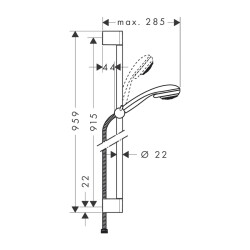 HansGrohe Crometta 85 Duş Seti Multi, 90 Cm Duş Barı İle - 27766000 - 2