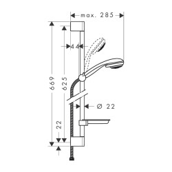 HansGrohe Crometta 85 Duş Seti Vario, 65 Cm Duş Barı Ve Sabunluk İle - 27764000 - 2