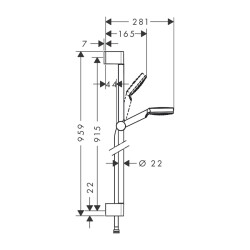 HansGrohe Crometta Duş Seti 1 Jet, 90 Cm Duş Barı İle - 26537400 - 2