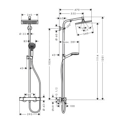 HansGrohe Crometta E Duş Kolonu 240 1 Jet, Ecosmart, Termostat İle - 27281000 - 2