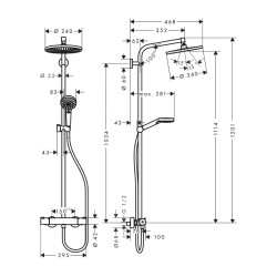 HansGrohe Crometta S Duş Kolonu 240 1 Jet, Ecosmart, Termostat İle - 27268000 - 2