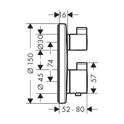 HansGrohe Ecostat S Termostat Ankastre Montaj, 2 Çıkış İçin - 15758140 - 2