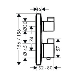 HansGrohe Ecostat Square Termostat Ankastre Montaj, 2 Çıkış İçin - 15714140 - 2