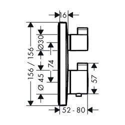 HansGrohe Ecostat Square Termostat Ankastre Montaj, 2 Çıkış İçin - 15714340 - 2