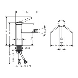 HansGrohe Finoris Tek Kollu Bide Bataryası Bas - Aç Gider Seti İle - 76200670 - 2