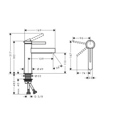 HansGrohe Finoris Tek Kollu Lavabo Bataryası 110 Coolstart, Bas - Aç Gider Seti İle - 76024000 - 2