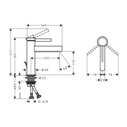 HansGrohe Finoris Tek Kollu Lavabo Bataryası 110 Kumandalı - 76020000 - 2