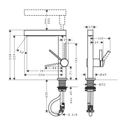 HansGrohe Finoris Tek Kollu Lavabo Bataryası 230, Çekilebilir El Duşu, 2Jet Ve Bas - Aç Gider Seti İle - 76063000 - 2