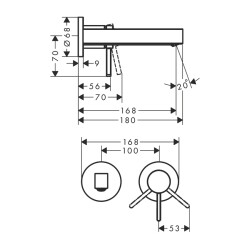 HansGrohe Finoris Tek Kollu Lavabo Bataryası Ankastre Duvara Monte 16,8 Cm Gaga İle - 76051670 - 2