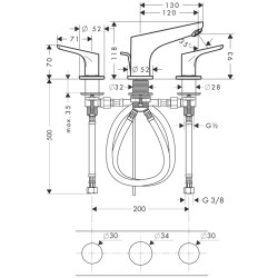 HansGrohe Focus 3 - Delikli Lavabo Bataryası 100 Kumandalı - 31937000 - 2