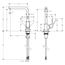 HansGrohe Focus M41 Tek Kollu Eviye Bataryası 280, 1Jet - 31817000 - 2