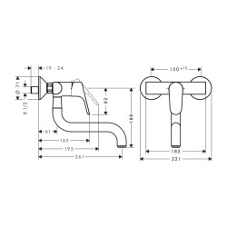 HansGrohe Focus M41 Tek Kollu Eviye Bataryası Duvardan Kısa Gaga, 1Jet - 31825000 - 2