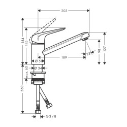 HansGrohe Focus M42 Tek Kollu Eviye Bataryası 100, 1Jet - 71808800 - 2