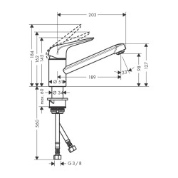 HansGrohe Focus M42 Tek Kollu Eviye Bataryası 100, Coolstart, Ecosmart, 1Jet - 71809000 - 2