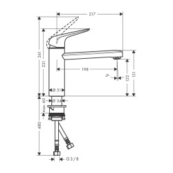 HansGrohe Focus M42 Tek Kollu Eviye Bataryası 120, 1Jet - 71806000 - 2