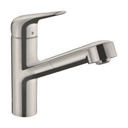 HansGrohe Focus M42 Tek Kollu Eviye Bataryası 150, Çekilebilir Gaga, 1Jet, Sbox - 71829800 - 1