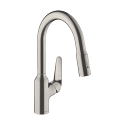 HansGrohe Focus M42 Tek Kollu Eviye Bataryası 180, Çekilebilir El Duşu, 2Jet, Sbox - 71821800 - 1