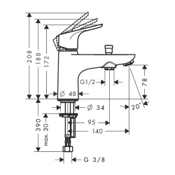 HansGrohe Focus Tek Kollu Duş Ve Banyo Bataryası Monoblok, 2 Akış Miktarı İle - 31938000 - 2