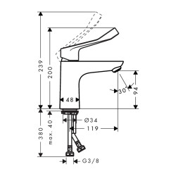 HansGrohe Focus Tek Kollu Lavabo Bataryası 100 Coolstart, Kumandasız, Uzun Volan İle - 31917000 - 2