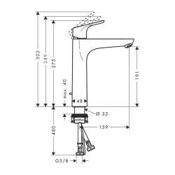 HansGrohe Focus Tek Kollu Lavabo Bataryası 190 Kumandalı, 2 Akış Miktarı İle - 31658000 - 2