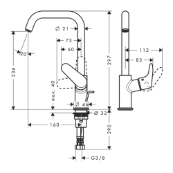 HansGrohe Focus Tek Kollu Lavabo Bataryası 240 Kumandalı, Döner Gaga İle - 31609000 - 2