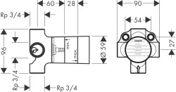 HansGrohe İç Set Quattro 4 Yollu Yönlendirici Valf, Ankastre Montaj İçin - 15930180 - 2